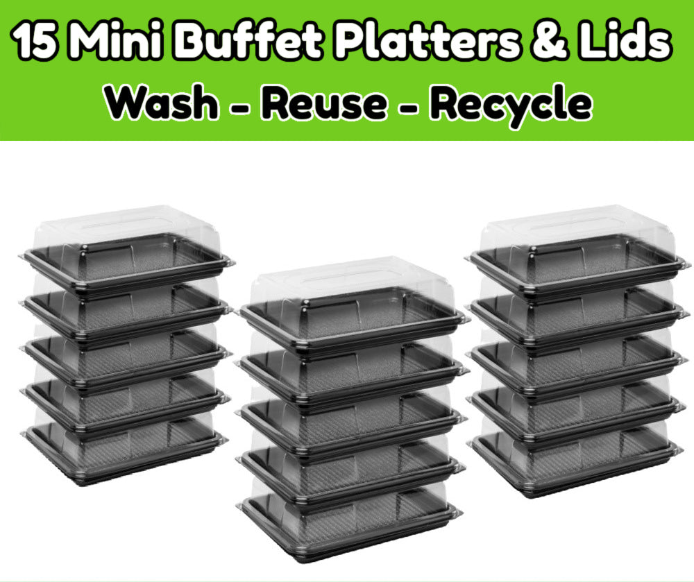 15 x Mini Platters + Lids - Great For Individual Sandwich Selections, Cakes & Sweets!
