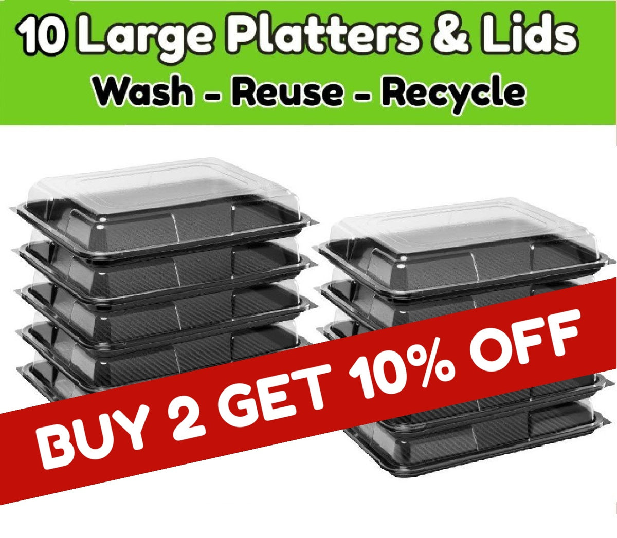 10 Large Serving Platters + Lids - For Parties, Buffets, Weddings & More