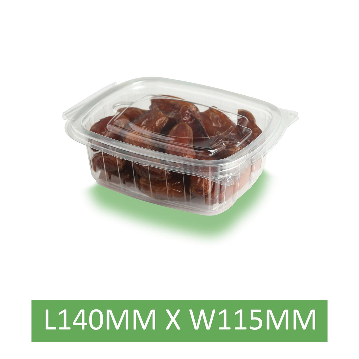 500 x 375cc Clear Cold Food/Salad/Cake Container With Hinged Lid - BULK - Recyclable rpet