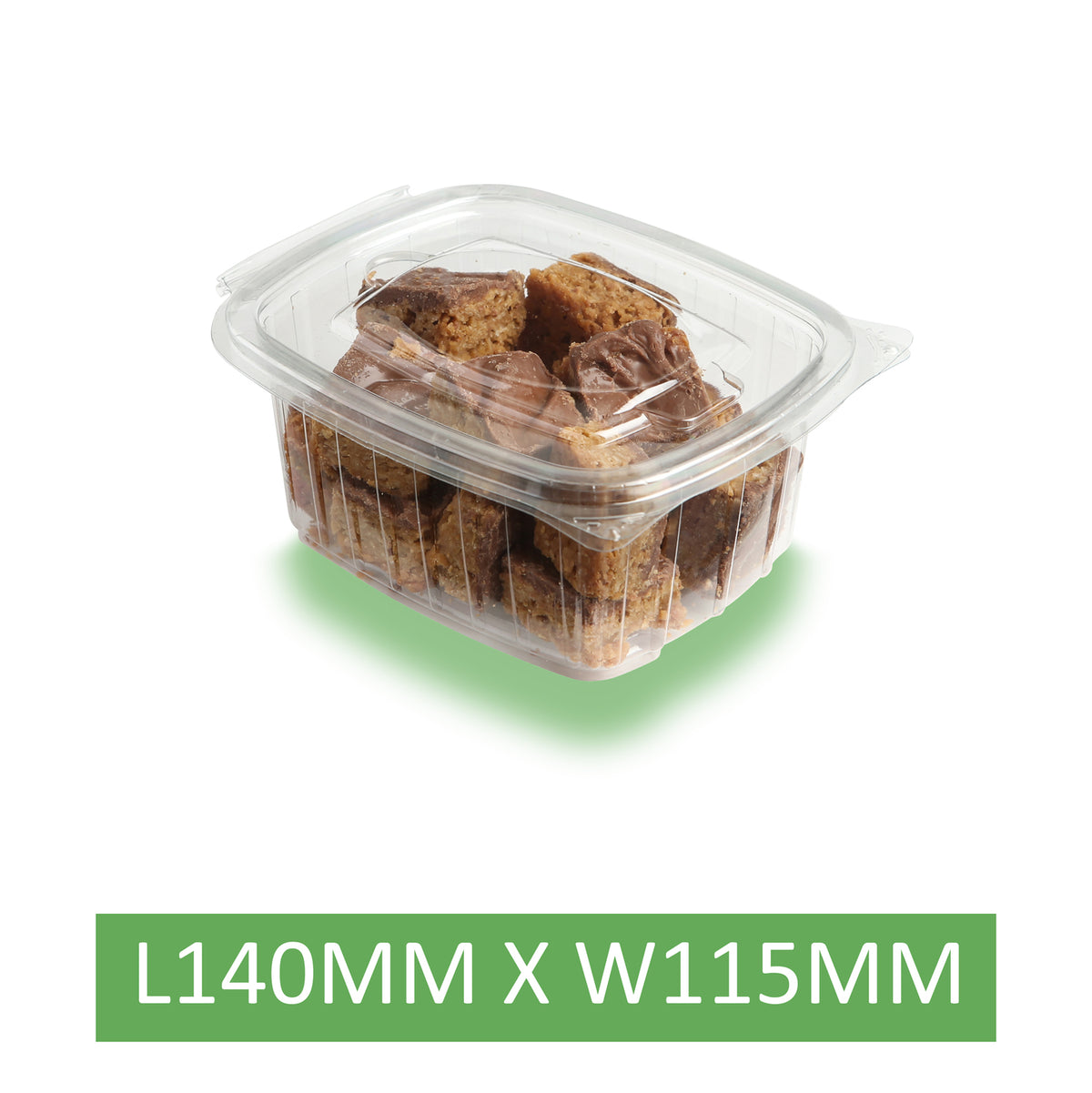 500 x 500cc Clear Cold Food/Salad/Cake Container With Hinged Lid. Bulk Box. Recyclable rpet