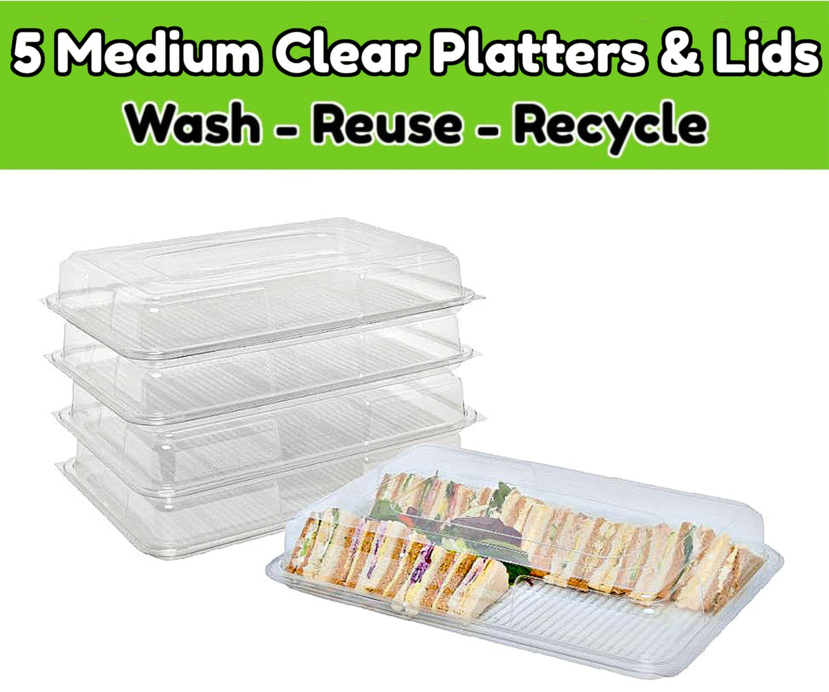 5 Clear Medium Base Platters & Lids - Clearly The Best