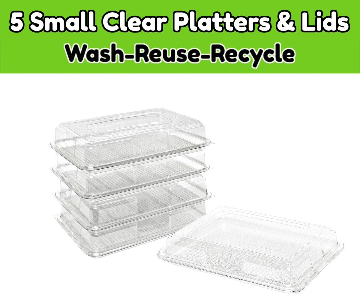 5 Clear Small Base Platters & Lids - Clearly The Best