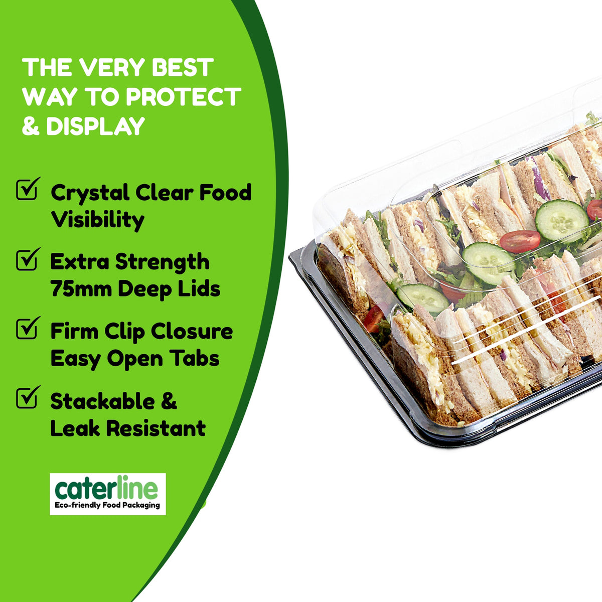 5 Large ‘Glass Effect’ Dips Trays with lids for Party Food and Dips (450mm x 310mm)