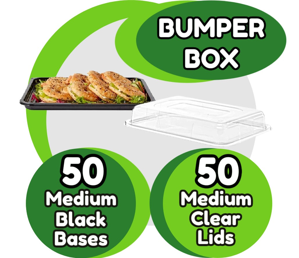 50 Medium Platter Bases & 50 Medium Platter Lids - BUMPER BOX