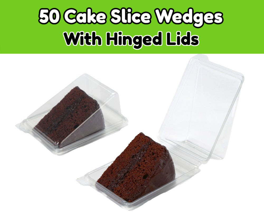 50 x Cake Wedge Packs With Hinged Lids - Cavity 110mm long x 85mm wide x 60mm at Deepest End