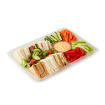 5 Large ‘Glass Effect’ Dips Trays with lids & Allergy Labels for Party Food and Dips (450mm x 310mm)
