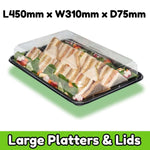 12 Medium Serving Platters + Lids PLUS 12 Adhesive Allergy Labels with high domed lids and anti-slip base.