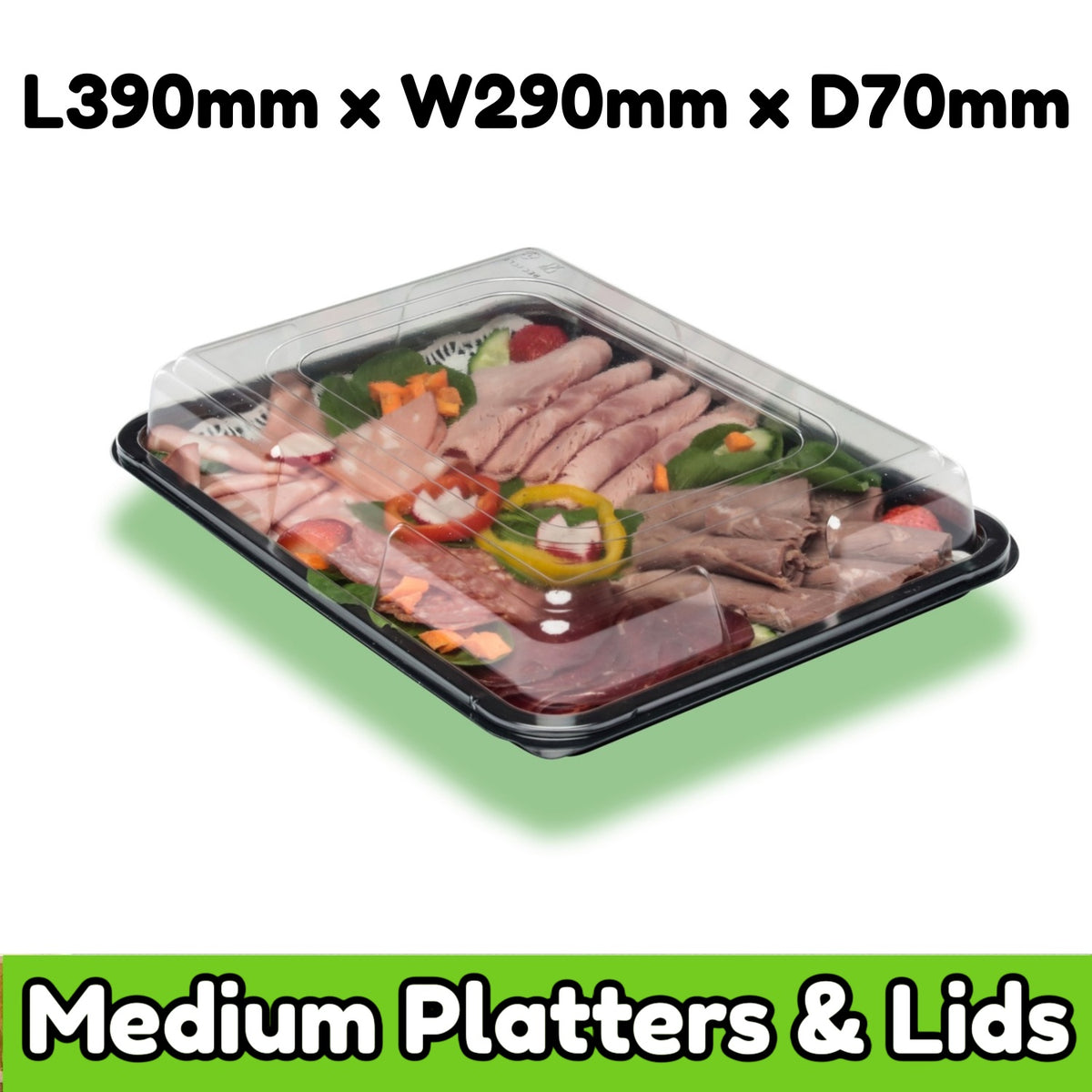 5 Large & 5 Medium Serving Platters With Lids PLUS 10 Adhesive Allergy Labels