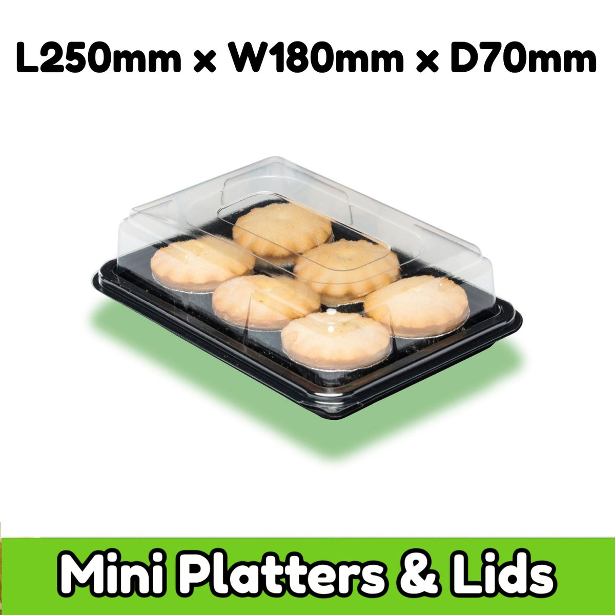 50 Mini Black Platters + 50 Clear Lids- Great Value Bulk Pack