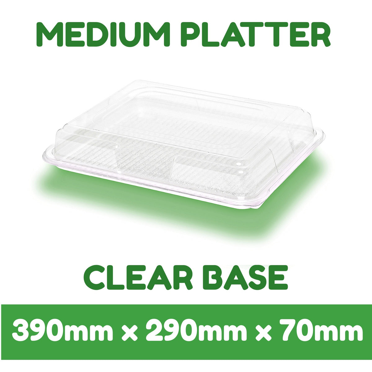 30 x Clear Base Platter & Lids Combi Set (10 Large, 10 Medium, 10 Small)