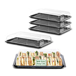 5 Small Black Serving Platters + 5 Small Lids - 340mm x 250mm x 70mm