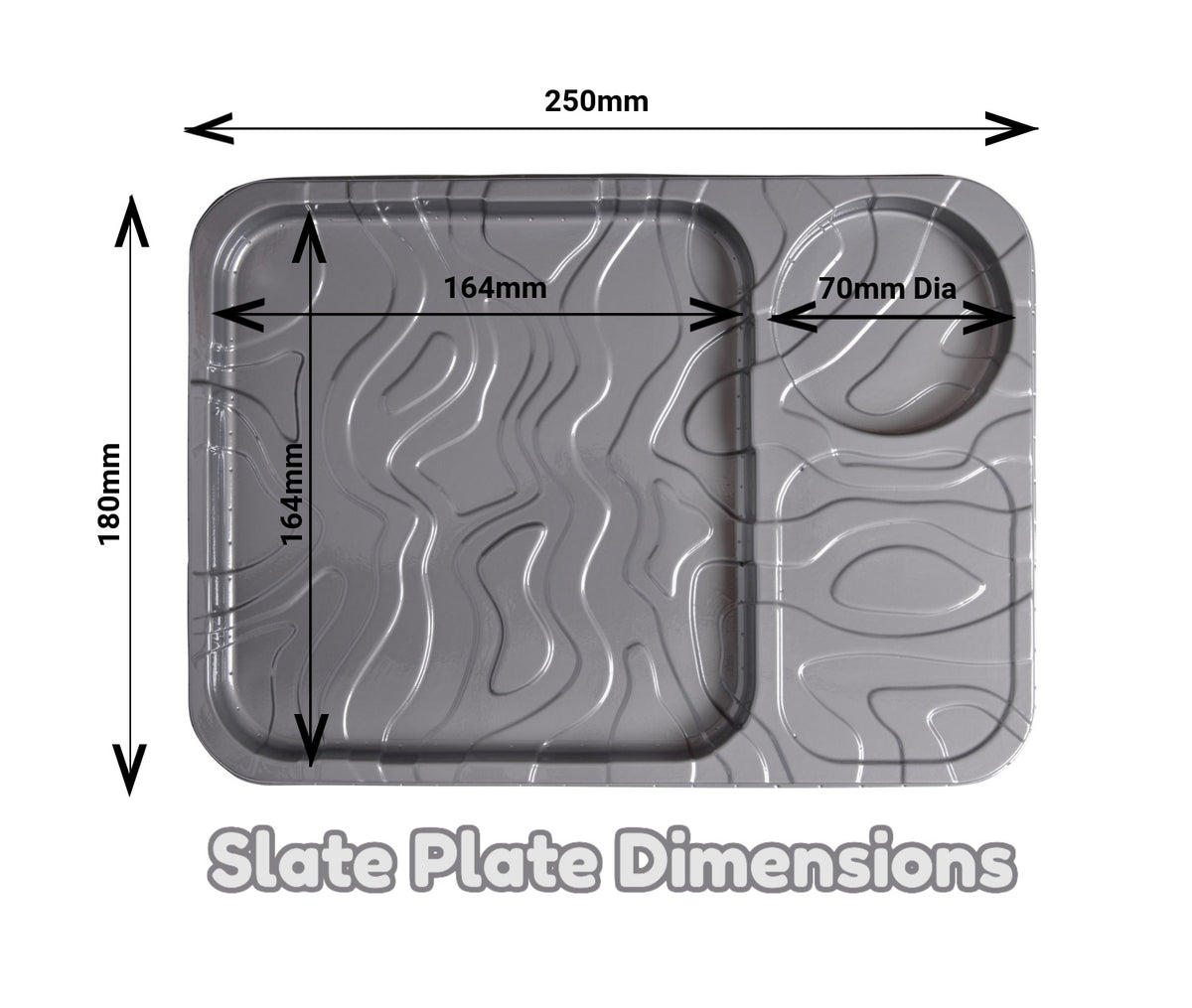 20 x Reusable Slate Effect Party Plates With Cup Cavity