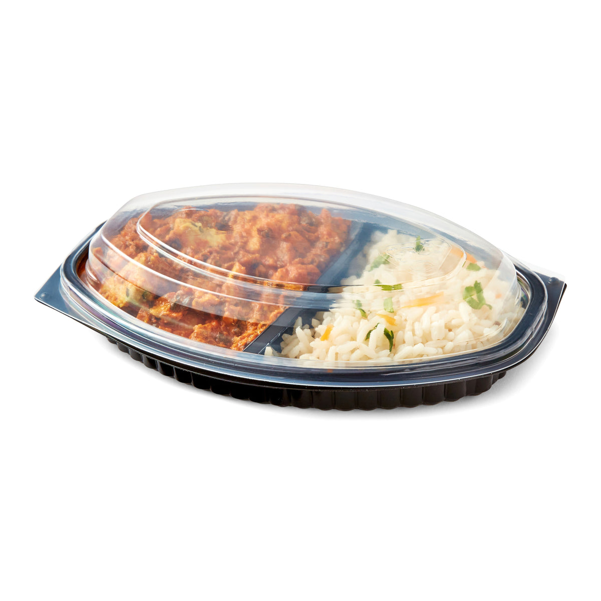20 x 560 ml (19.8 ounce) Microwavable Twin Hot Food Meal Prep Trays & Lids (207mm x 143mm x 59mm)