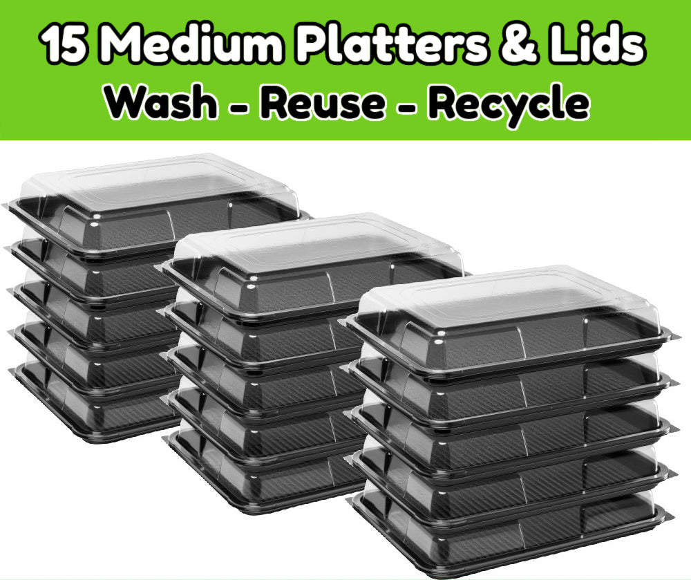 15 x Medium Sandwich / CateringPlatters + Lids / Reusable and Recyclable