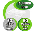 50 Medium Clear Platter Bases & 50 Clear Medium Lids - BUMPER BOX