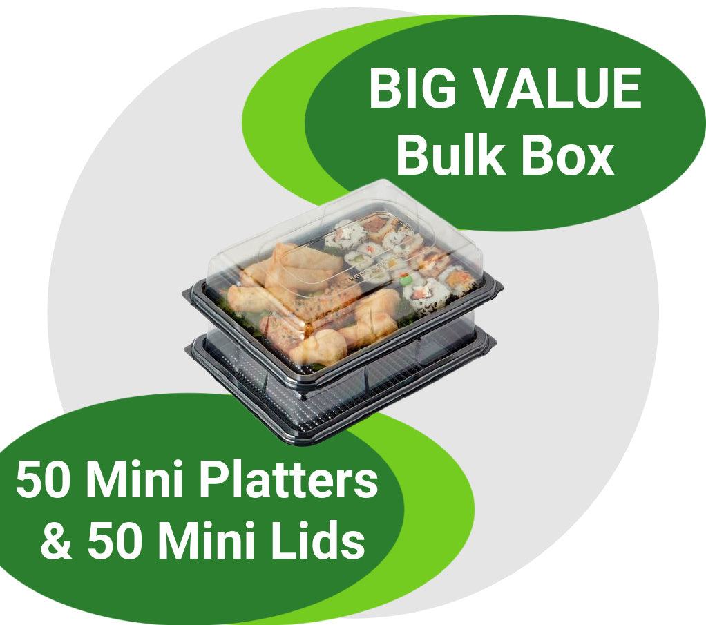50 Mini Platter Base and 50 lids - Caterline - Bulk Box