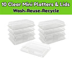 10 Clear Mini Base Platters & Lids - Great For Individual Sandwich Selections