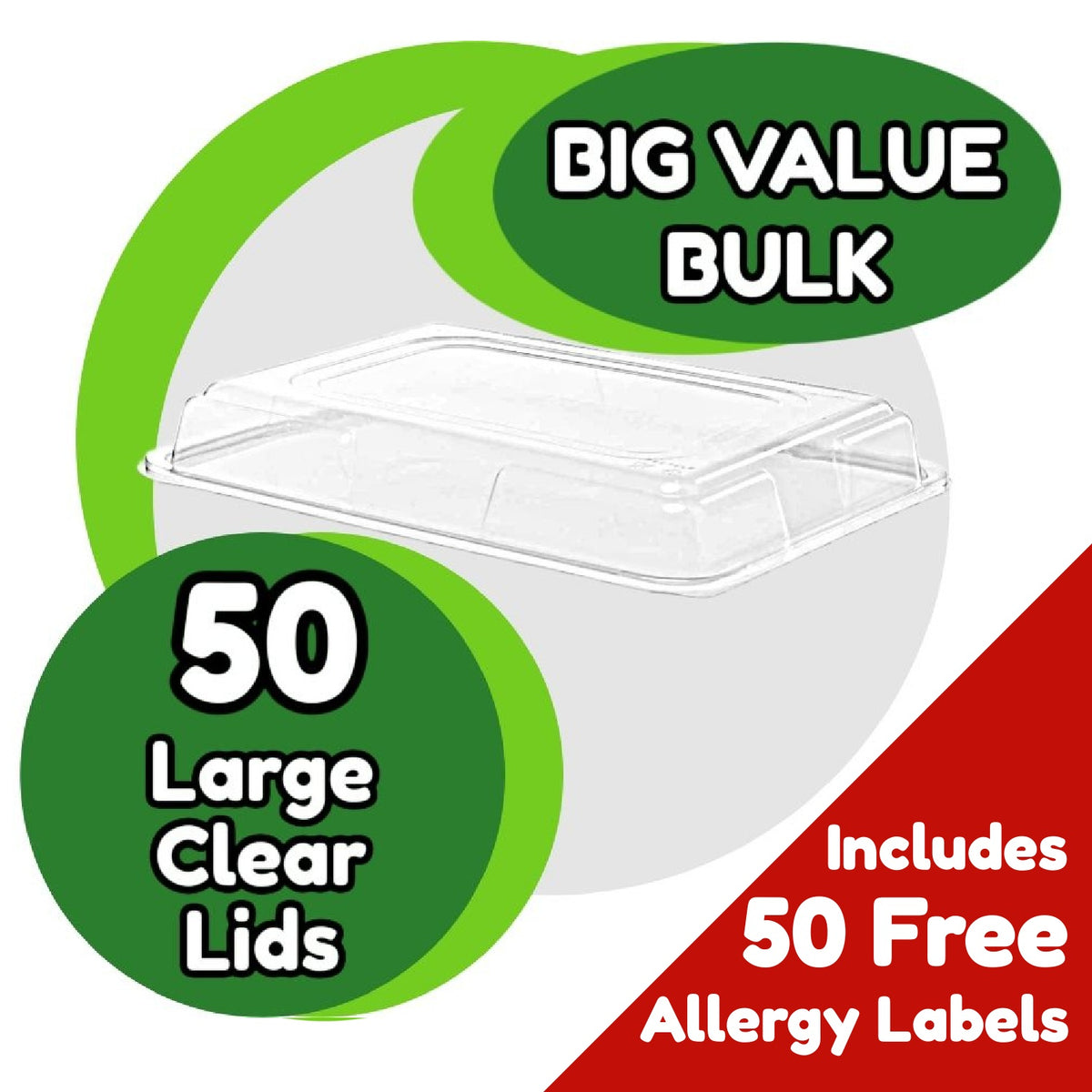 50 Large Platter Lids - PLUS 5O Free Allergy Labels For use with Caterline Large Platter Bases