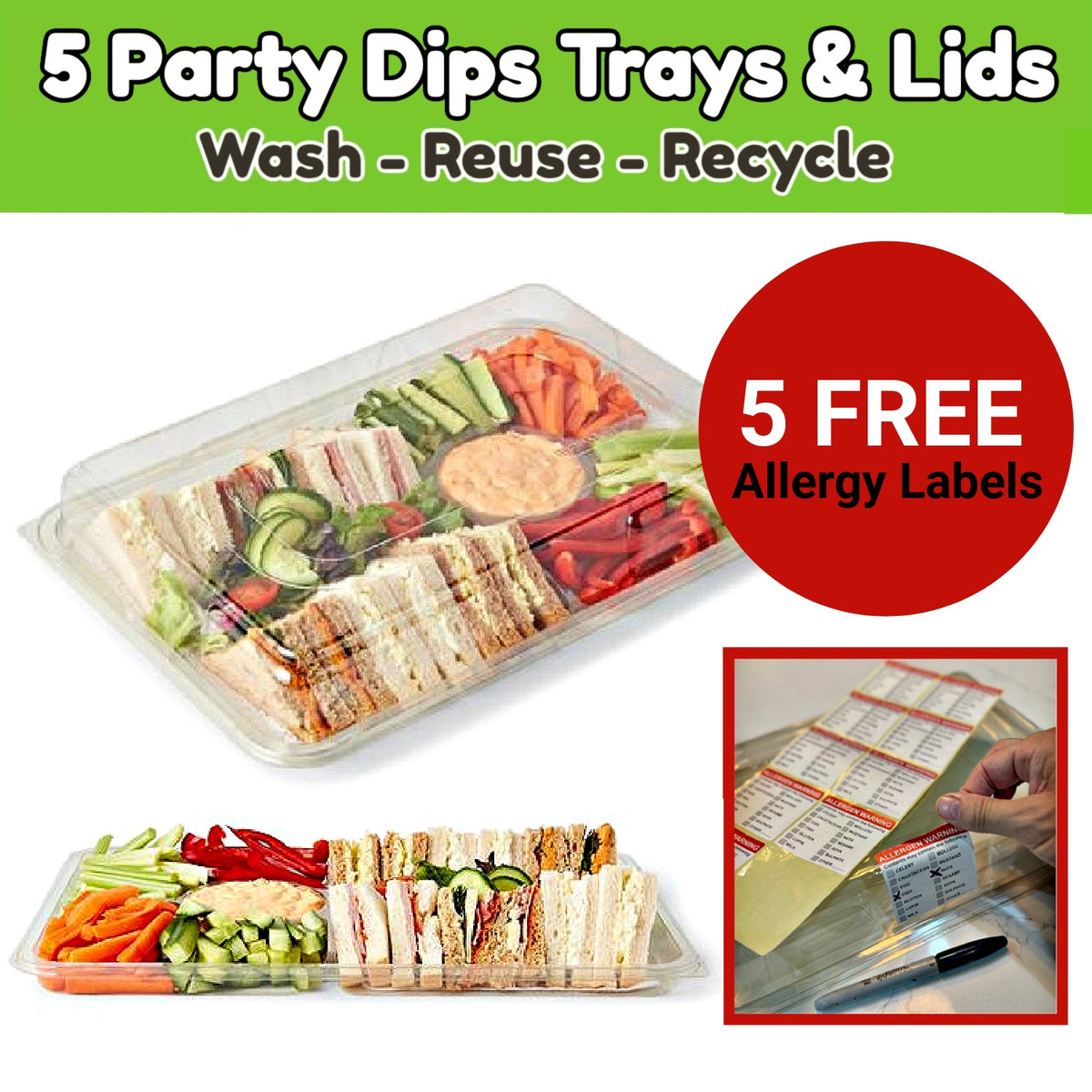 Caterline Dips & Sandwiches reusable plastic platter