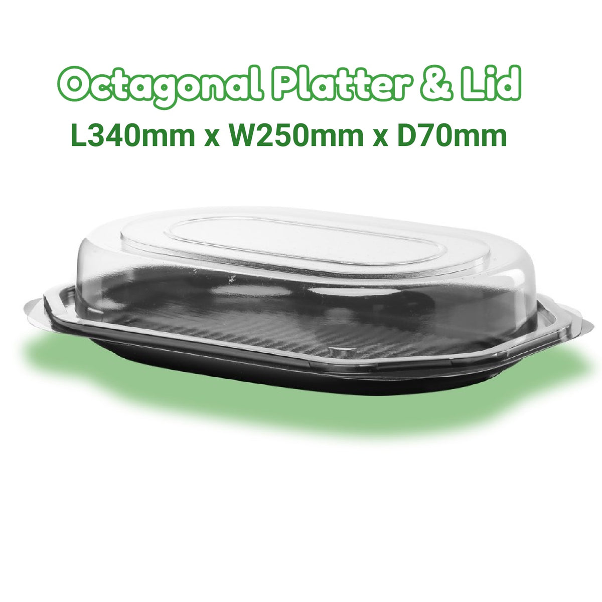 5 Octagonal Platters & Lids (340mm x 250mm x 70mm) PLUS 5 Allergy Labels