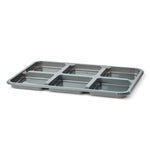 5 Large, Silver 6 Cavity Platters & Clear Lids- 450mm x 310mm