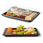 5 Small Black Serving Platters + 5 Small Lids - 340mm x 250mm x 70mm