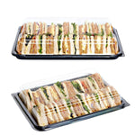 5 Small Black Serving Platters + 5 Small Lids - 340mm x 250mm x 70mm