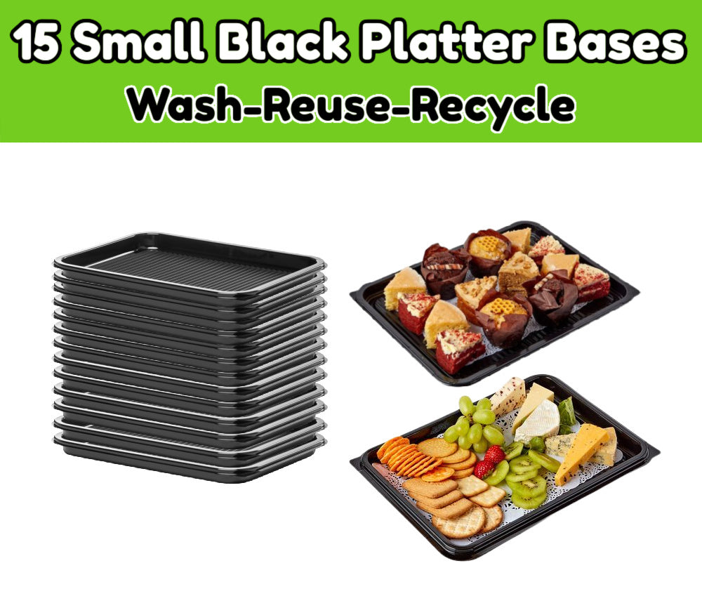 15 Small Black Platter Bases (No Lids) 330mm x 250mm