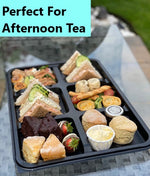 5 Large, 6 Cavity Platters & Clear Lids PLUS 5 Allergy Labels - Great For Cream Teas & Sweets