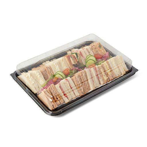 10 Large black Platters +10 Clear Lids - Ideal for Office Buffets