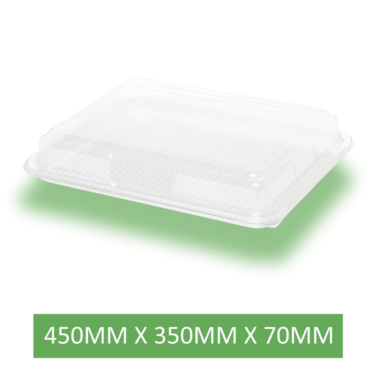 5 x Large Clear Base & Clear Lid Party Platters -450mm x 310mm x 75mm - Caterline -