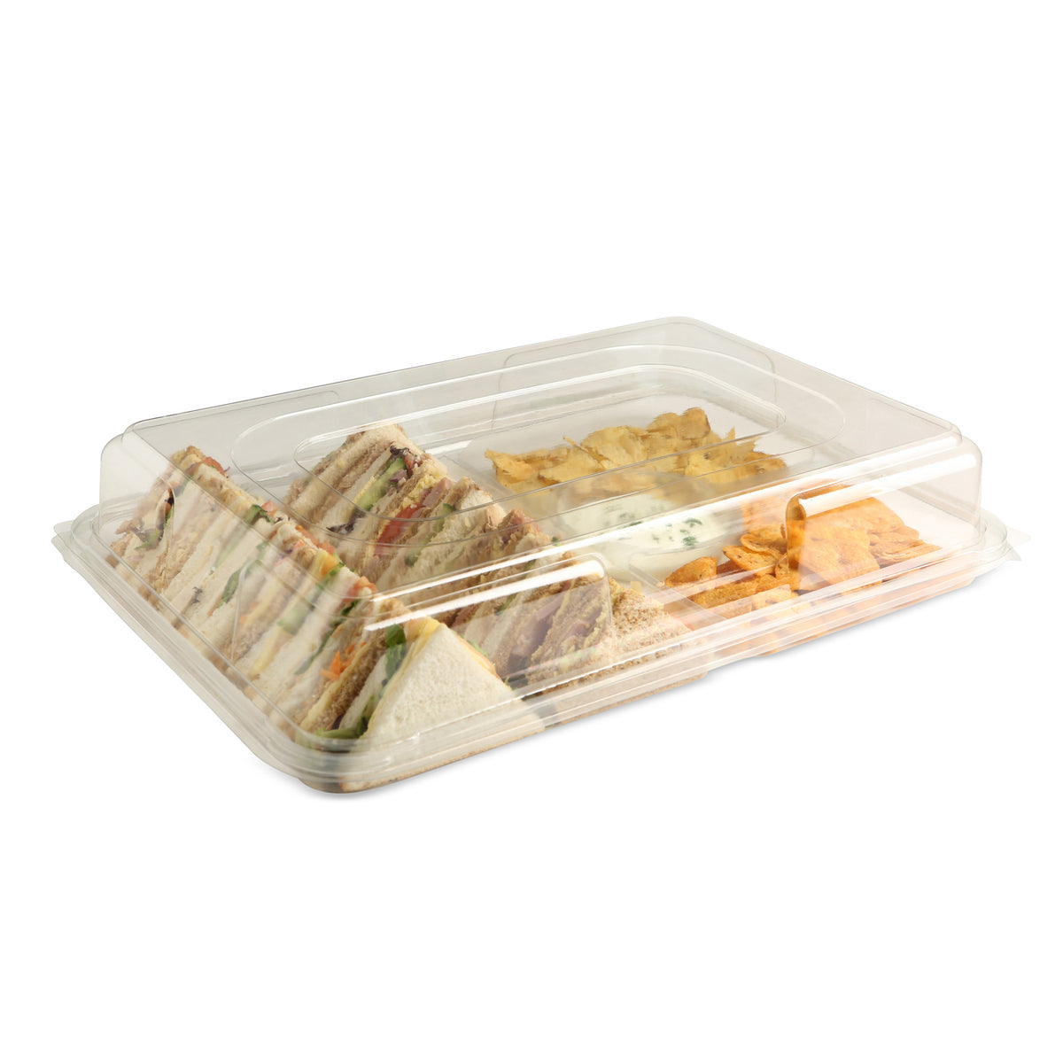 5 x Large ‘Glass Effect’ Dips Trays with lids for Party Food and Dips (450mm x 310mm) - Caterline -